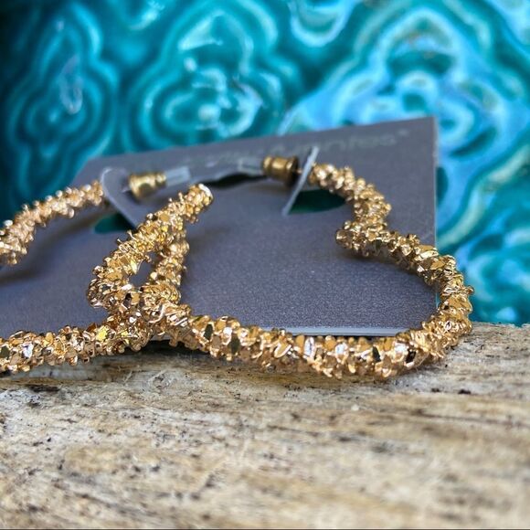 Gold Heart Hoop Daisy Fuentes Fashion Earrings $16ea / 3 for $25 - Picture 3 of 9